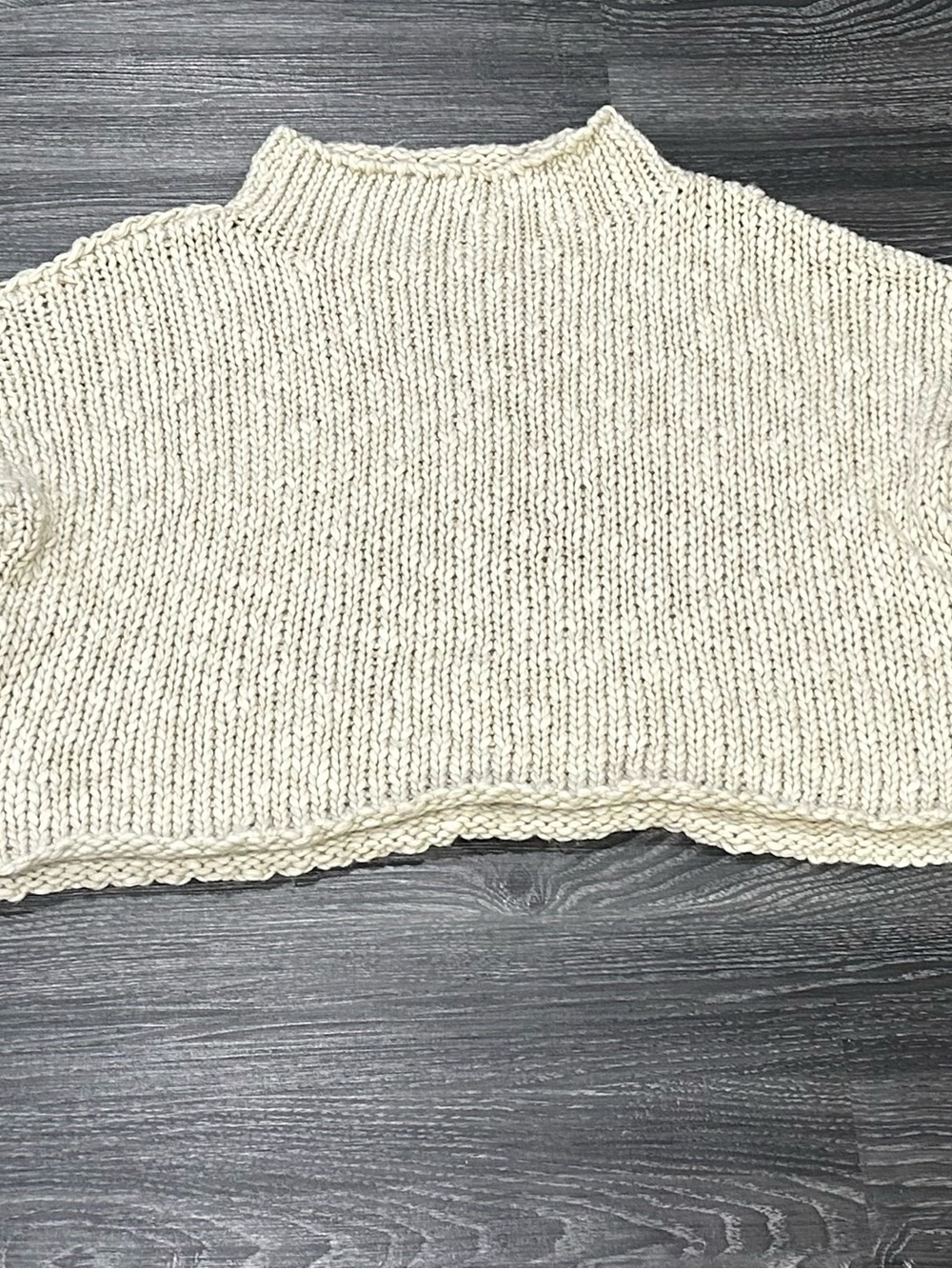 Free People M Cream Knit Mock Neck Women's Sweater Cropped